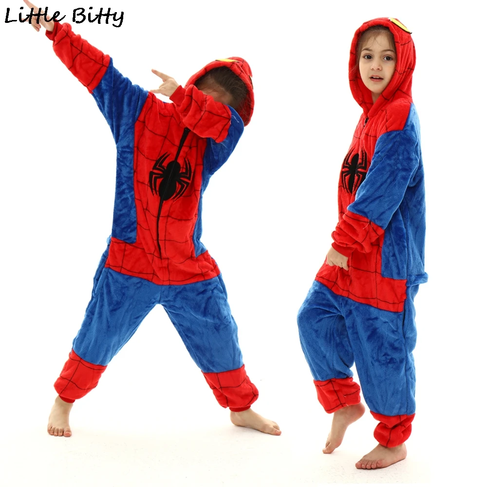 Панда Стич Пикачу паук Единорог кигуруми пижамы для мальчиков животные костюм