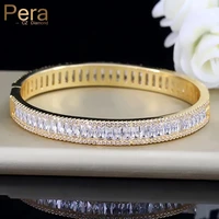 pera luxury indian dubai bridal wedding gift big cubic zircon vintage baguette bracelet bangle gold color jewelry for women z010