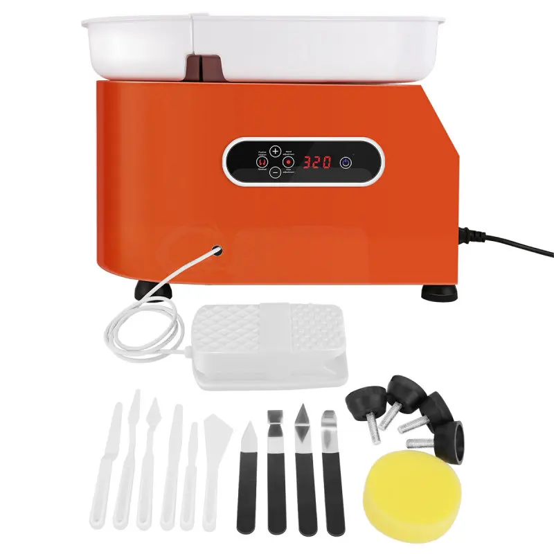 

LCD Electric Potter Wheel Machine 25cm 35W DIY Ceramic Work Ceramics Clay Rotating Carving Kit Tools