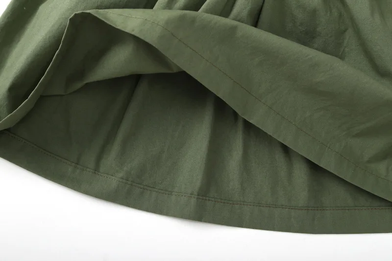 Армейское зеленое платье с короткими рукавами для маленьких девочек пуговицы в