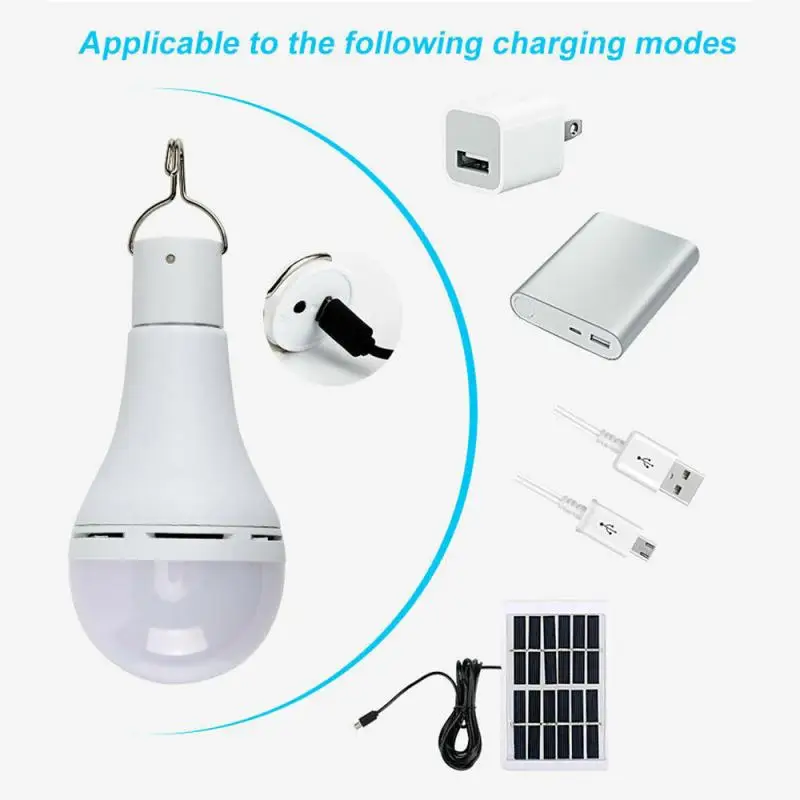 

Solar Camping LED Charging Emergency Light 3.7V 1500mA Lithium Battery 5 Modes Bulb ABS Waterproof Lamp Outdoor Lighting