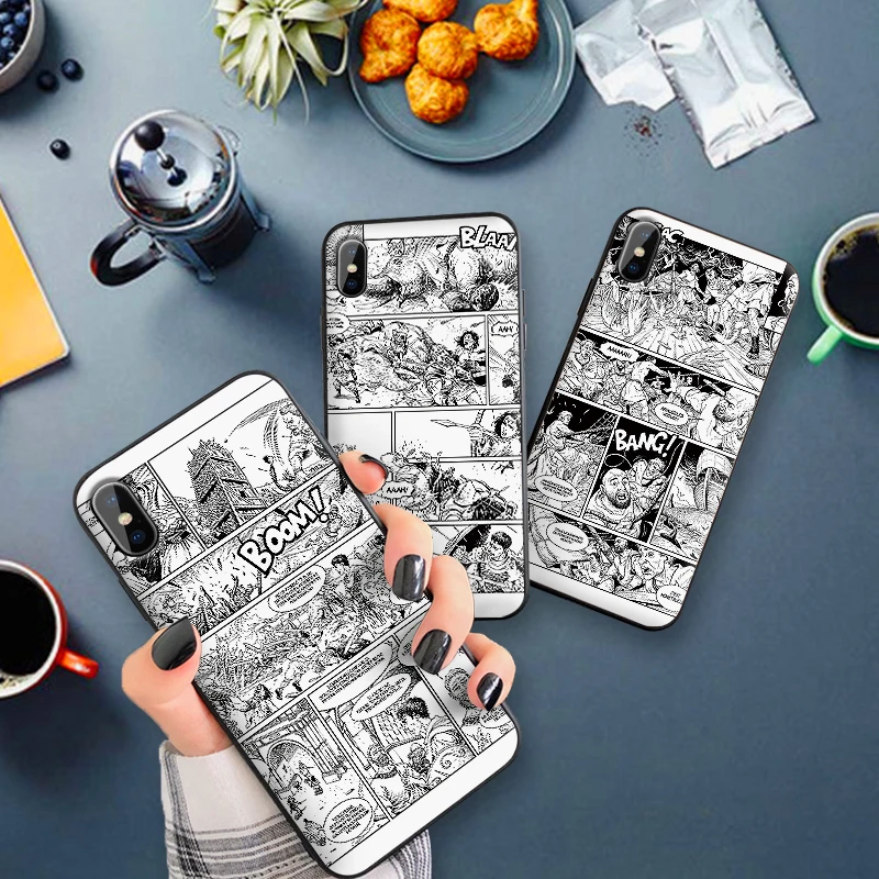 Черно белая аниме девушка для iPhone X XR XS MAX Мягкая силиконовая задняя крышка Apple 8 7 6 S