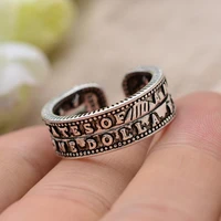 new arrival 30 silver plated retro english letter design thai silver ladies finger rings jewelry for women open ring