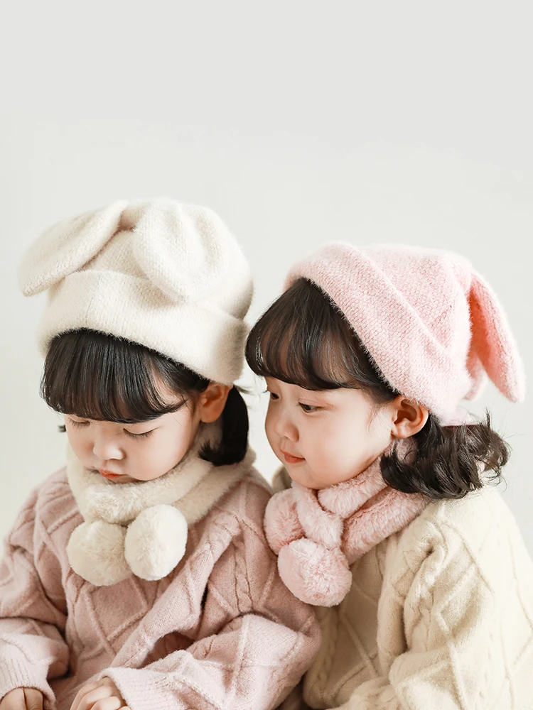 Зимняя вязаная шапка для девочек трехмерная игривая детская ветрозащитная