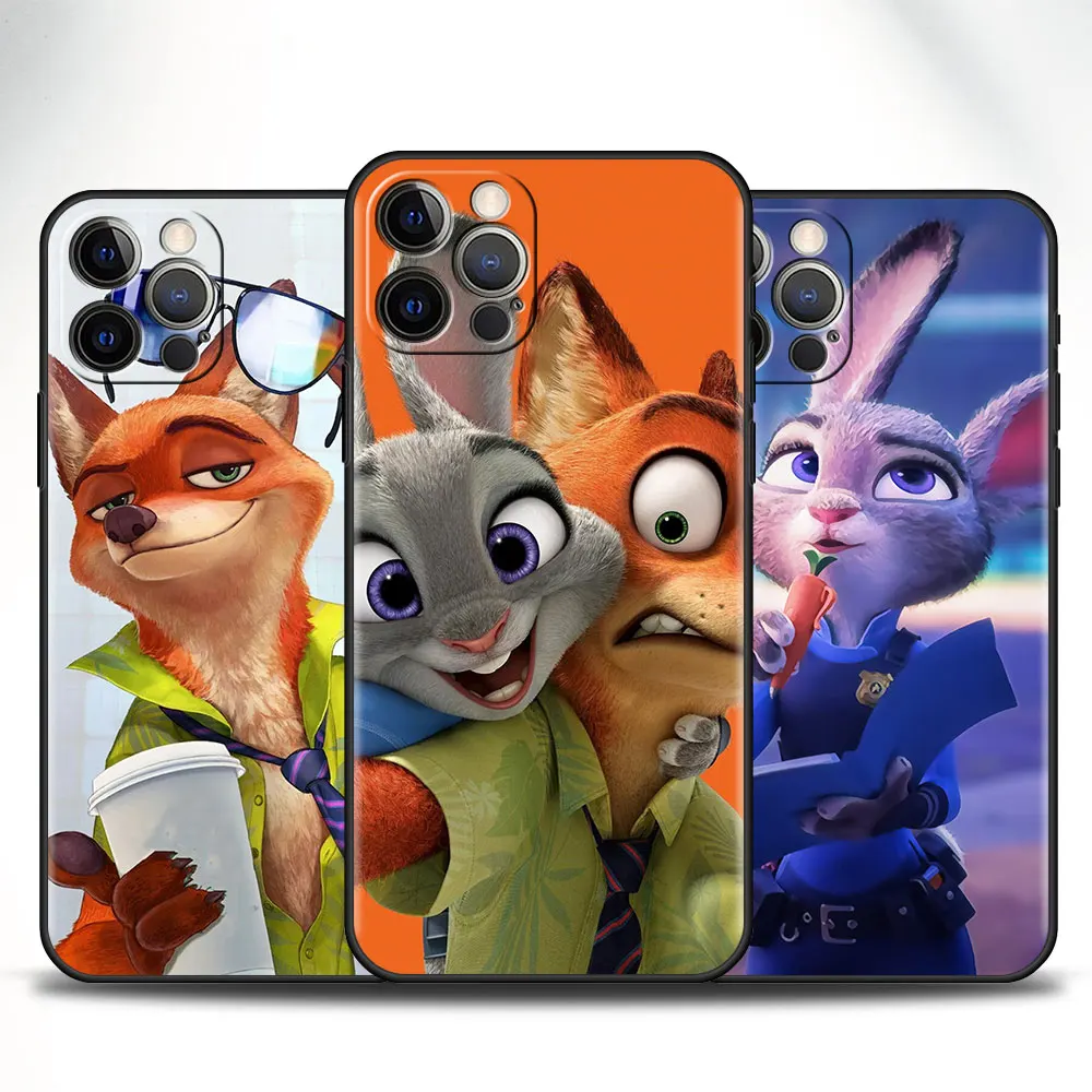 

Disney Soft Case for Apple iPhone 11 Pro Max 13 12 Mini 5 6 Plus XS Max Luxury Soft Capa Zootopia Phone Cover