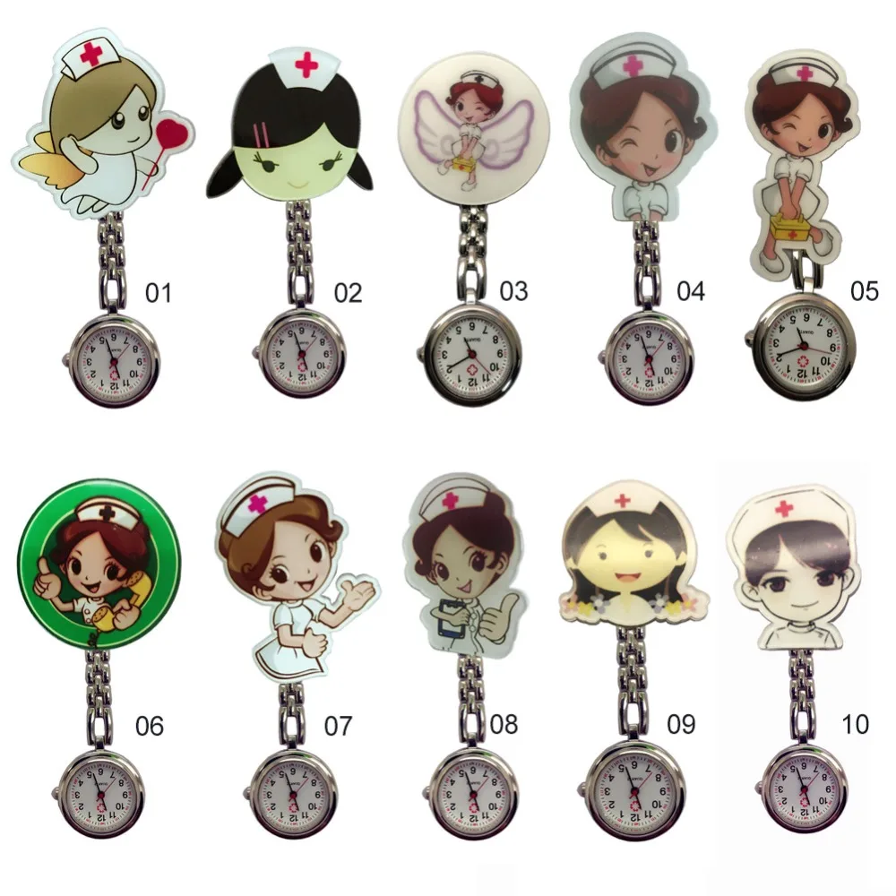 

Lovely Super Cute Cartoon Girl Pattern Light Luminous Needle Quartz Movement Nurse Pattern Pocket Watch Good Gift