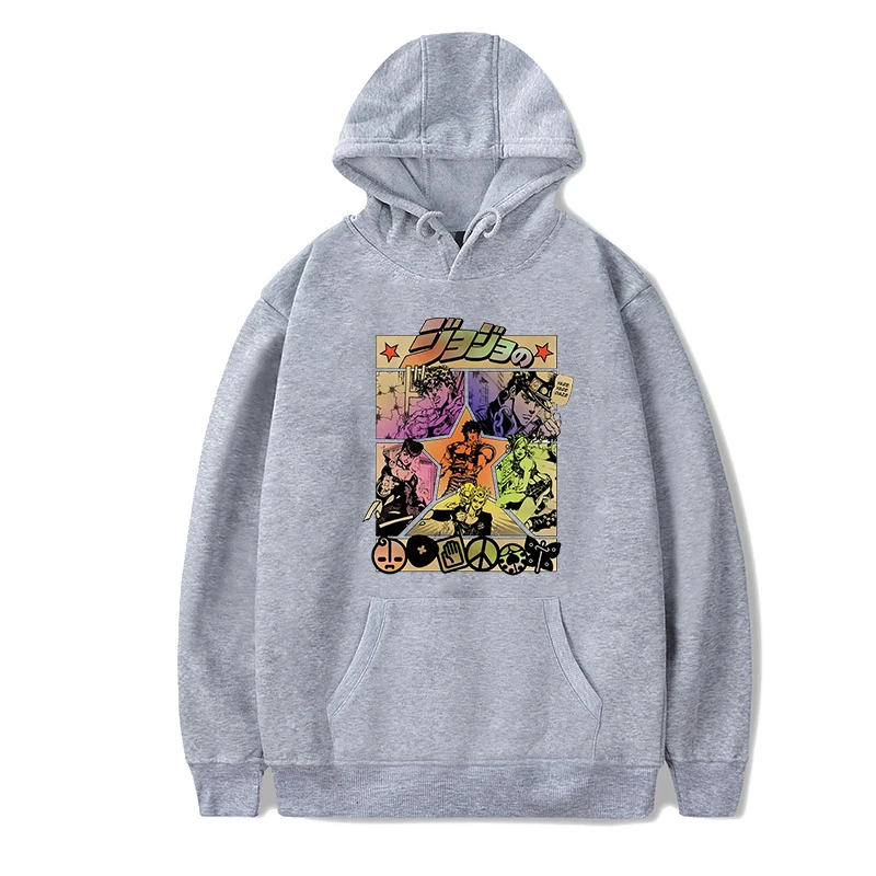

2021 Harajuku Cartoon Jojo Bizarre Adventure Man Tracksuit Hoodie Women Sweatshirt Pullovers Unisex Long Sleeve Hip Hop Regular
