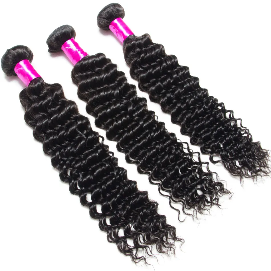 Alibele человеческие волосы глубокая волна пучки с закрытием Remy бразильские