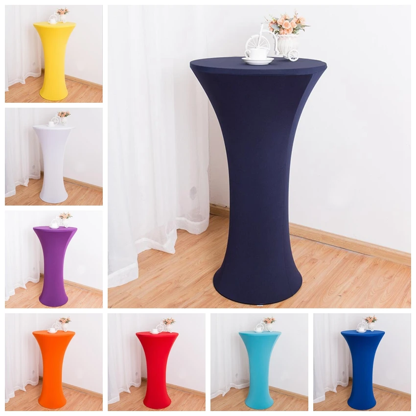 

19 Colours Wedding Table Cover Spandex Cocktail Table Cloth Lycra High Bar Table Linen Banquet Hotel Party Decoration
