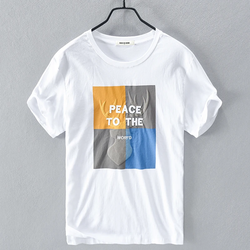 

Suehaiwe's брендовая итальянская Летняя мужская футболка с коротким рукавом, хлопковая и льняная белая футболка для мужчин, модная удобная футб...