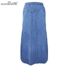 Женская джинсовая юбка, элегантная длинная юбка со средней талией, из хлопка синего цвета, 2021