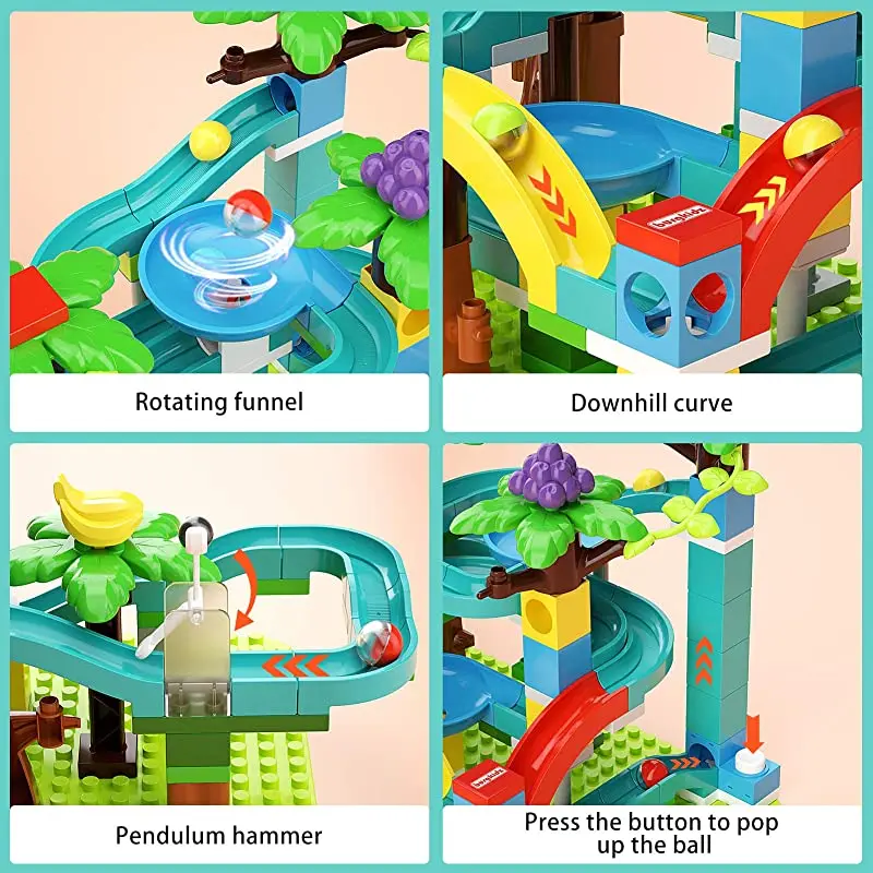 124 шт. Мрамор забе город строительные блоки Воронка слайд лабиринт мяч большой