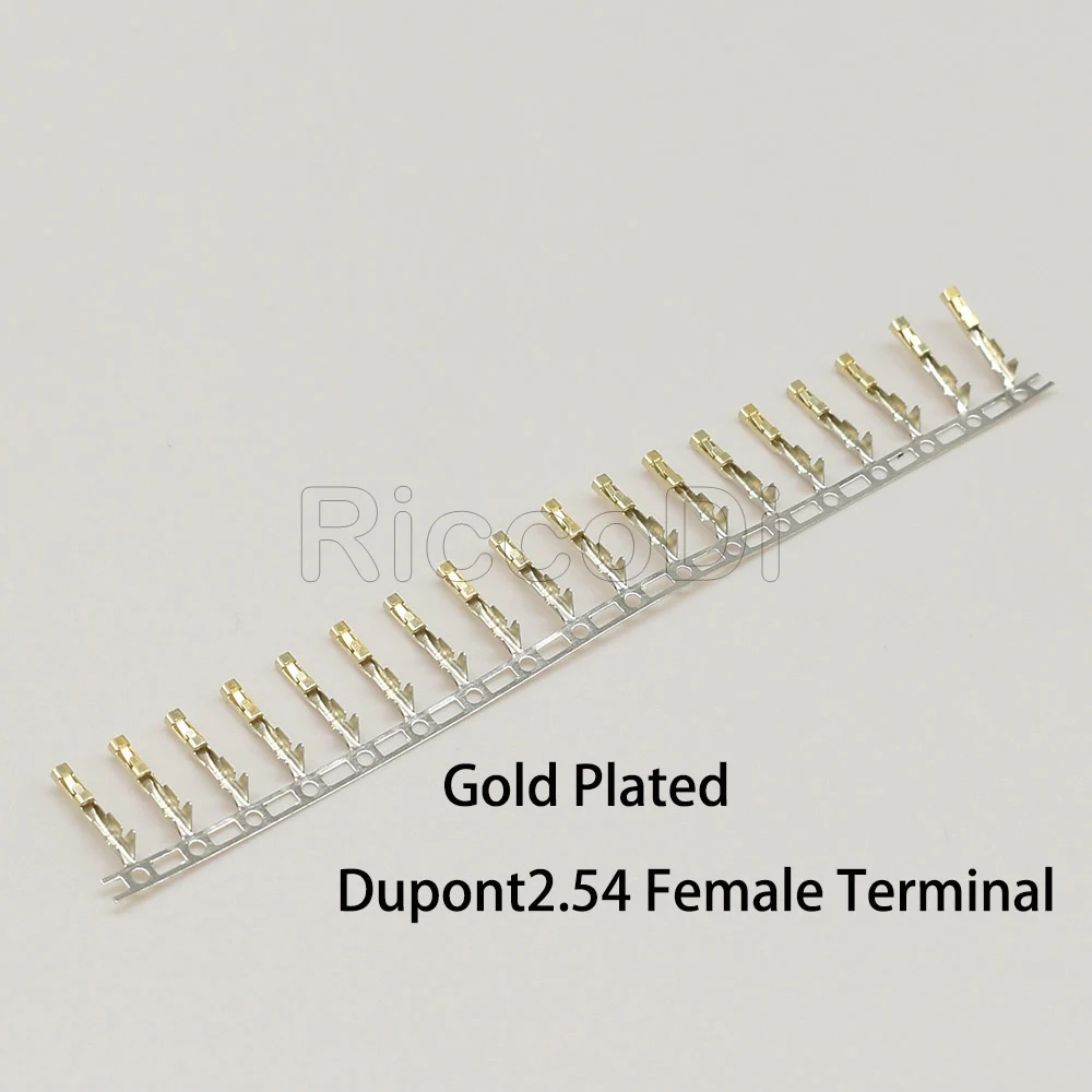 Female 100/200 шт для полупозолоченного разъема Dupont нужна Луженая Медь 2,54 мм металлическая клемма Femal или Male Pin - Цвет: Female