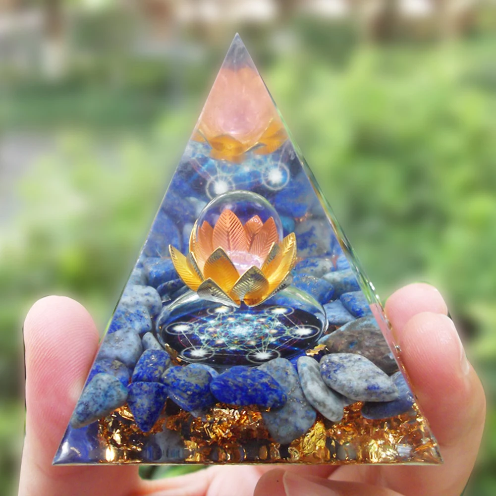 

3D Mini Pyramid Figurine Natural Crystal Stone Sculpture Office Desktop Ornaments Orgone Decor Friends Gifts