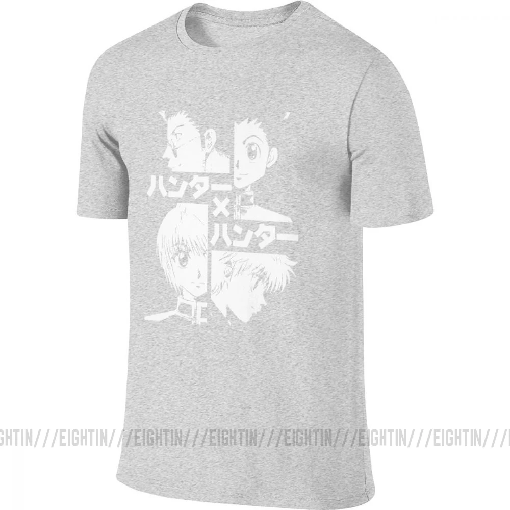 Hisoka Hunter X Hunter, Мужская футболка, хлопок, круглый вырез, Killua Hxh, аниме, спереди, сзади, две стороны, футболка, короткий рукав - Цвет: Серый