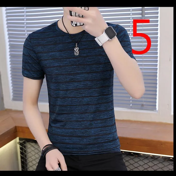

Men's Short Sleeve T-Shirt Korean Slim Cotton 2019 New Trend Summer Half Sleeve Men's Tide Shirt