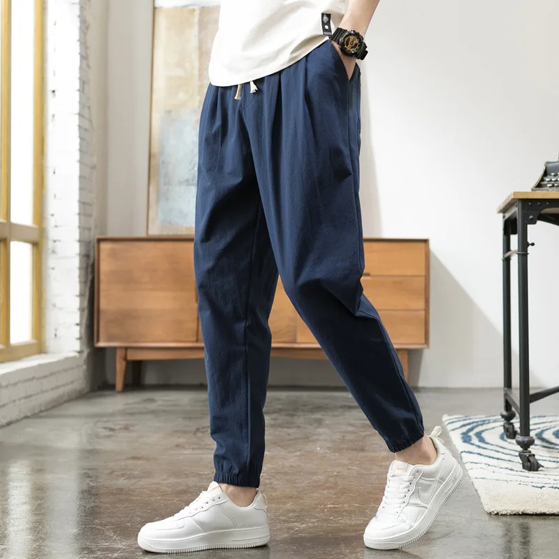 

Cotton Linen Casual Harem Pants Men Joggers Man Summer Trousers Male Hip hop Baggy Sport Pants 2020 pantalon