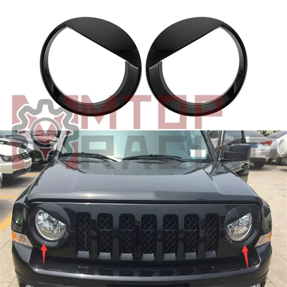 

Пара ABS, черные чехлы для фар, отделка лампы для Jeep Патриот 2011 2012 2013 2014 2015 2016