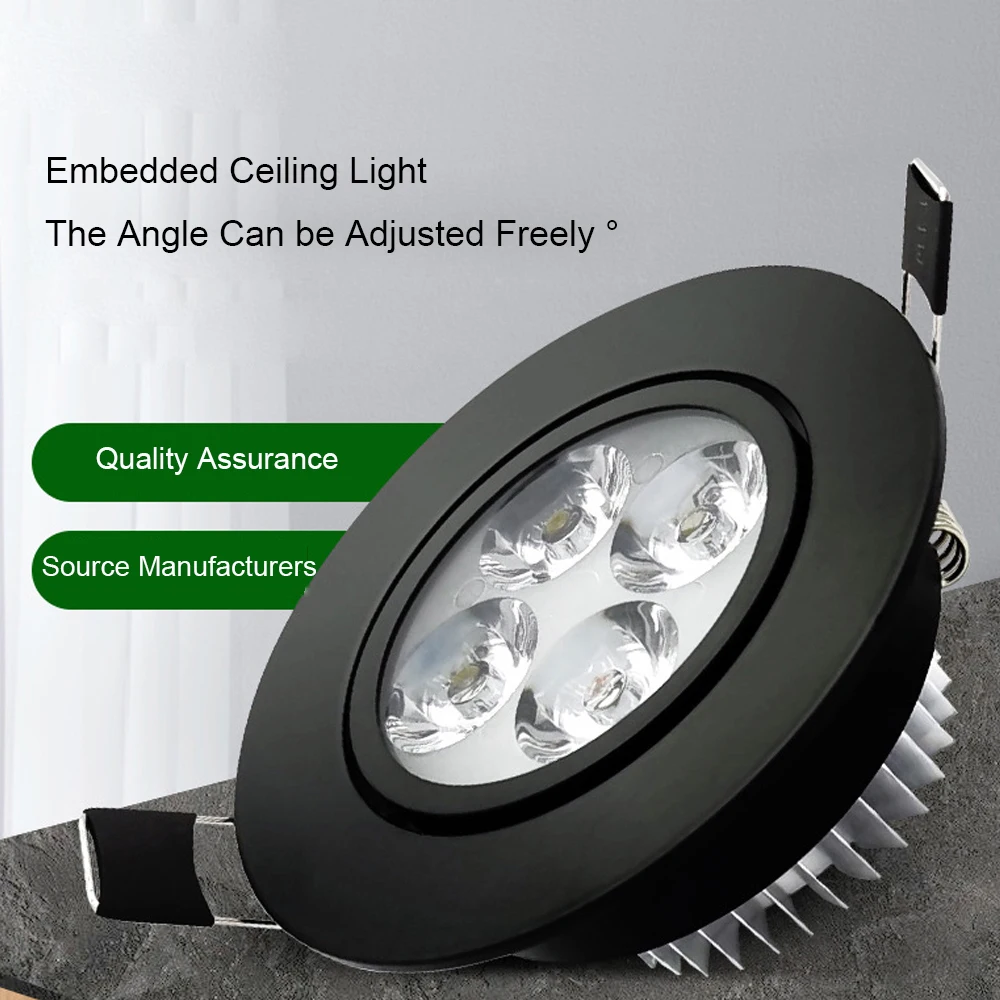 

AC220V LED Black Ceiling Light 3W 4W 5W 7W Embedded Showcase Drunk Lamp Background Wall Spotlight Applicable For Bedroom Effect