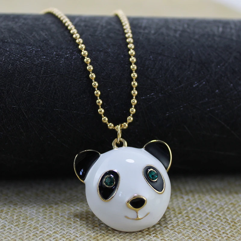XQ цинковый сплав голова панды кулон длинное ожерелье в виде животного