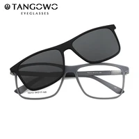 tangowo vintage 2 in 1 magnet polarized sunglasses men square eyeglass frame clip on optical myopia prescription glasses t6213
