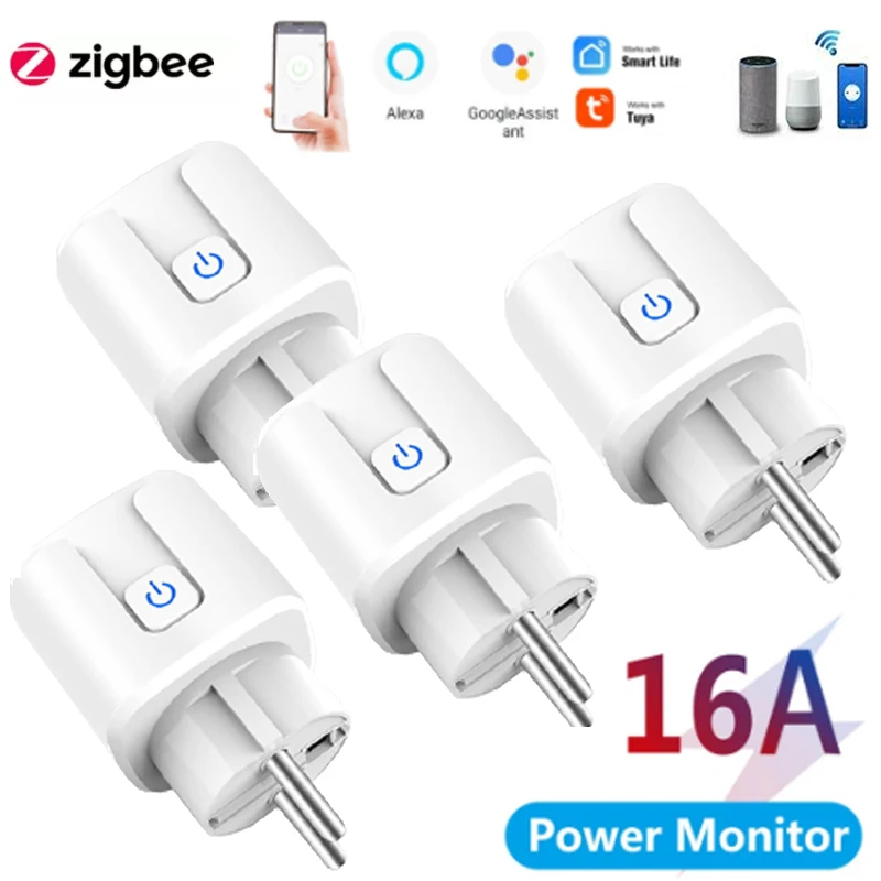 

Смарт-розетка Zigbee Европейская, 16 А, 2300 Вт, с монитором питания