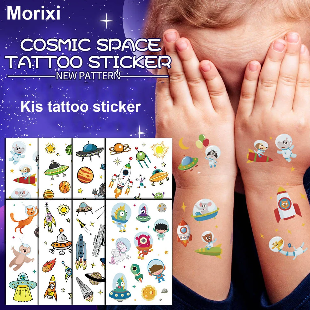 

Morixi cosmic space tattoo sticker for kids Cartoon animals printing ultra thin water transfer slider body tattoo WM012