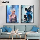 Картины маслом с изображением девушек ведьмы кота и черепа бабочки Медузы птицы женщины плакаты и принты настенные картины для спальни
