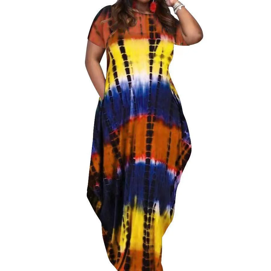 Женское длинное платье Дашики с принтом в африканском стиле лето XL-4XL |