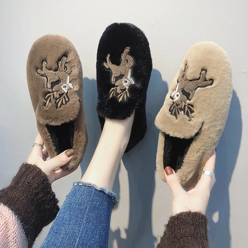 Мех ягненка обувь женская на плоской подошве зимняя плюс бархатная теплая из