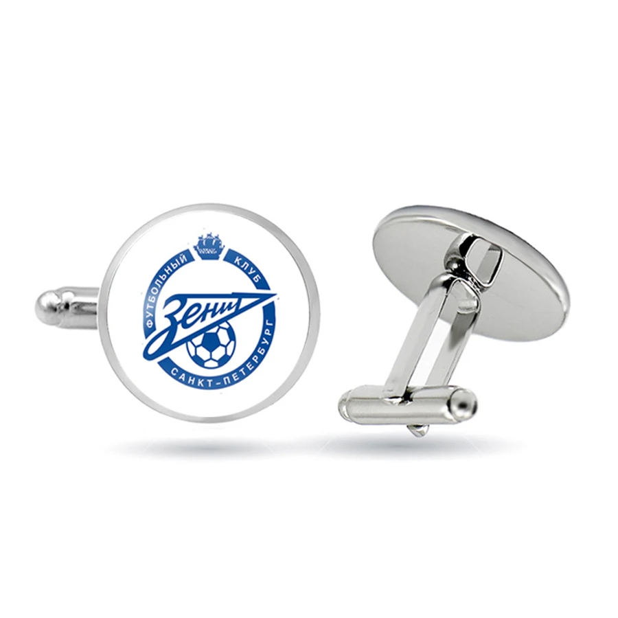Запонки &quotЗенит&quot запонки для футбольного клуба из нержавеющей стали с