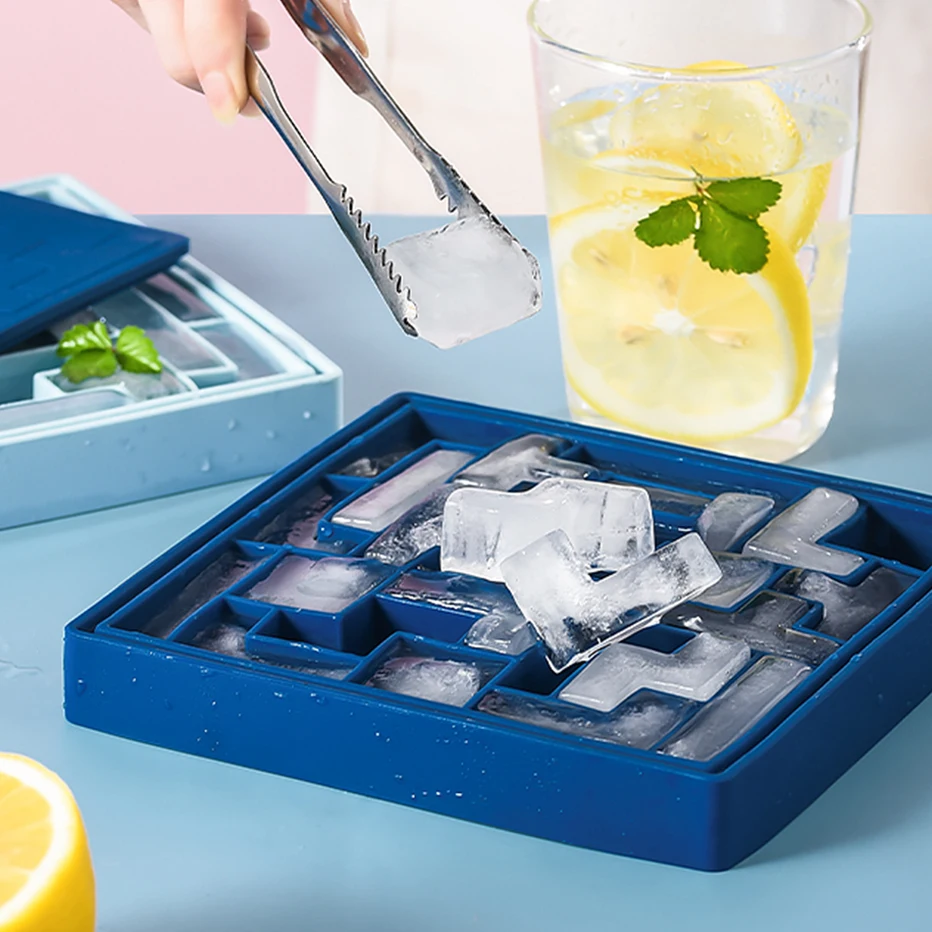 Силиконовый поднос для кубиков льда Тетрис быстрая заморозка еды с крышкой форма