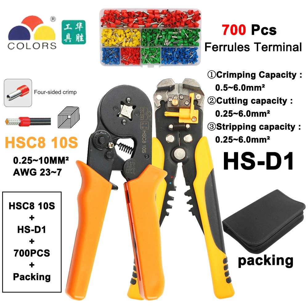 ЛЮБАНЬ HSC8 6-6А HSC8 6-6 МИНИ-TYPE саморегулируемых ОПРЕССОВКА ПЛОСКОГУБЦЫ 0.25-6 мм терминалов обжимной инструмент мини тип многофункциональные инструменты