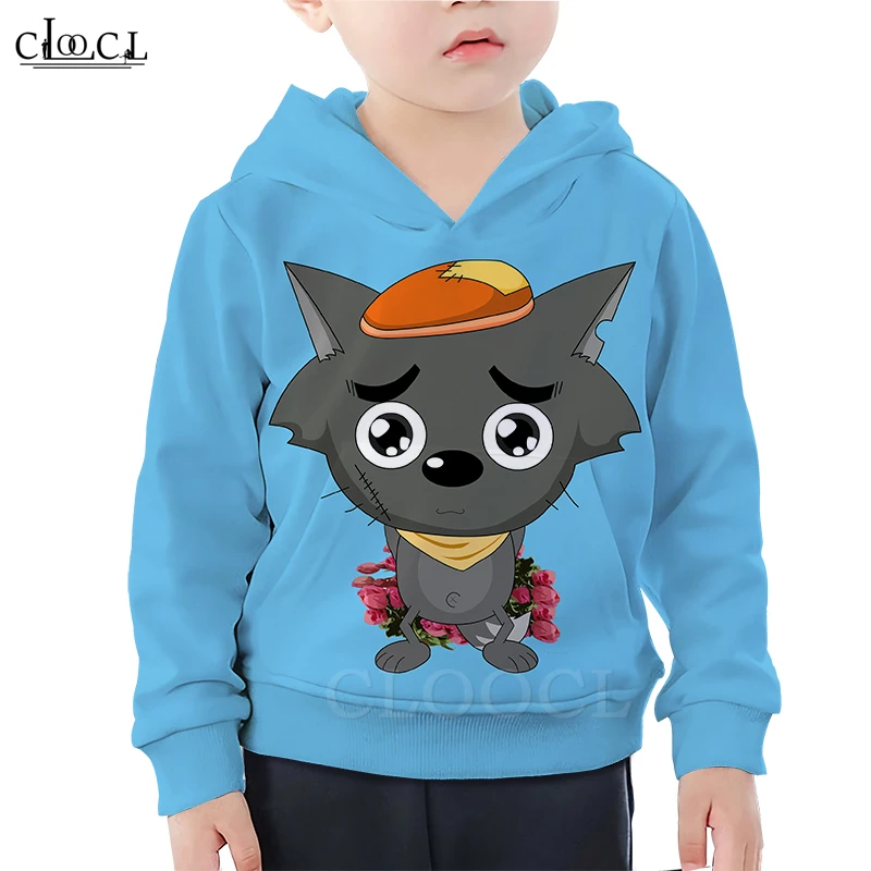 

Детская мультяшная толстовка с 3D принтом серый волк Спортивная одежда для мальчиков и девочек Забавные толстовки модная уличная одежда мил...