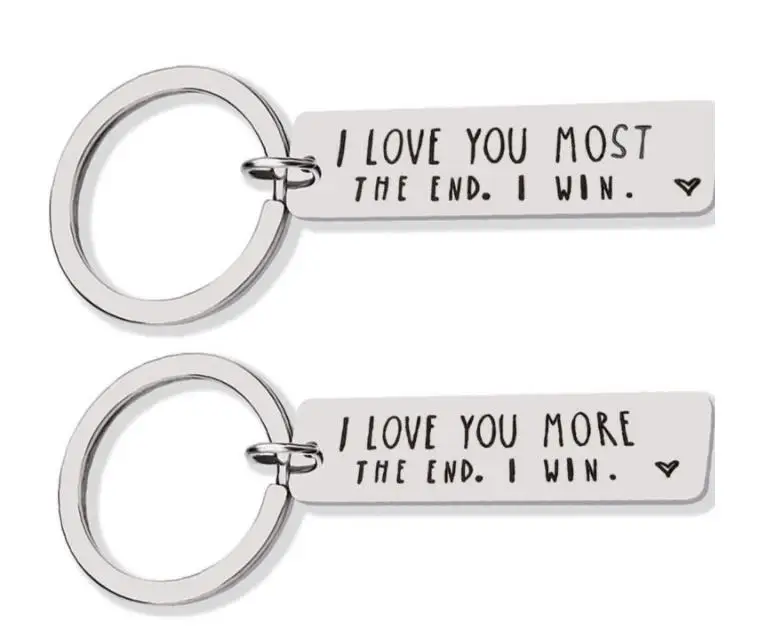 

Charm Key ring I LOVE YOU MORE THE END Letter Strip Metal Couple Keychain Keyring Holder Decor Key Chain Valentine's Day Gift SN