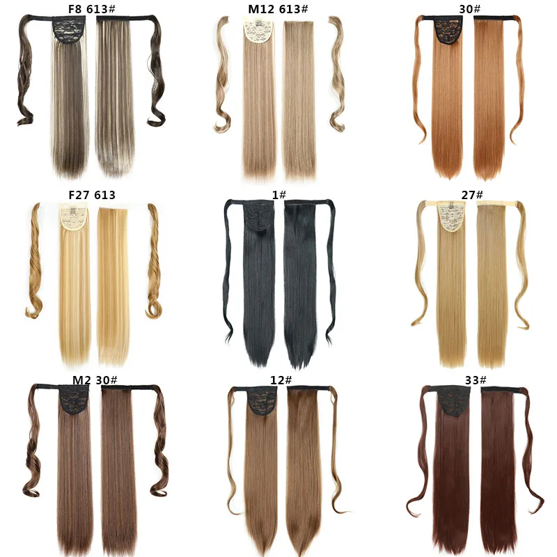 Длинные прямые заколки FEELSI 22 дюйма хвост искусственные волосы конский шиньон с
