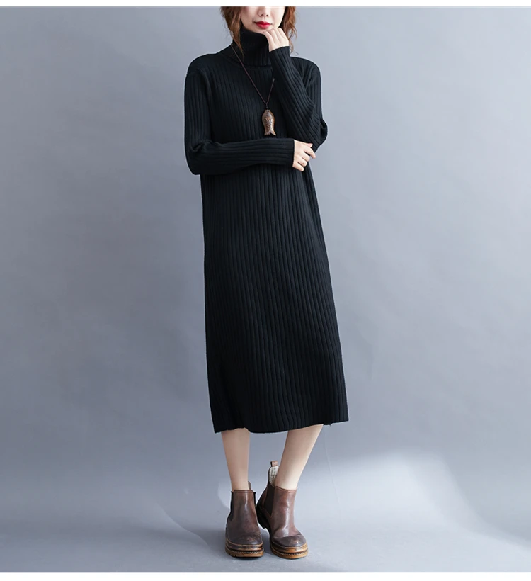 Однотонные платья COIGARSAM с воротником-хомутом черного синего цвета овсянка