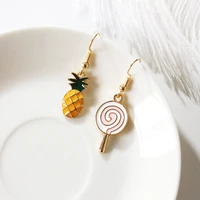 orgin summer korean fashion lollipop pineapple dangle earrings for women romantic asymmetric earrings party jewelry accessories