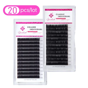 Genie 20pcslot All Sizes Mink Eyelash Extension Artificial Eyelash Fake False Eyelash