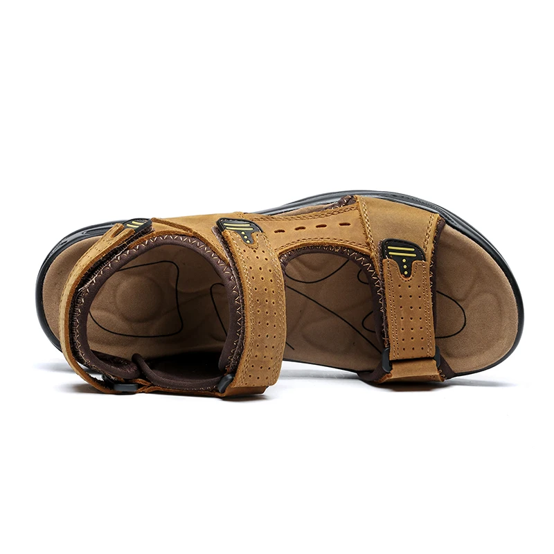 Сандалии мужские из натуральной кожи удобная Пляжная повседневная обувь для