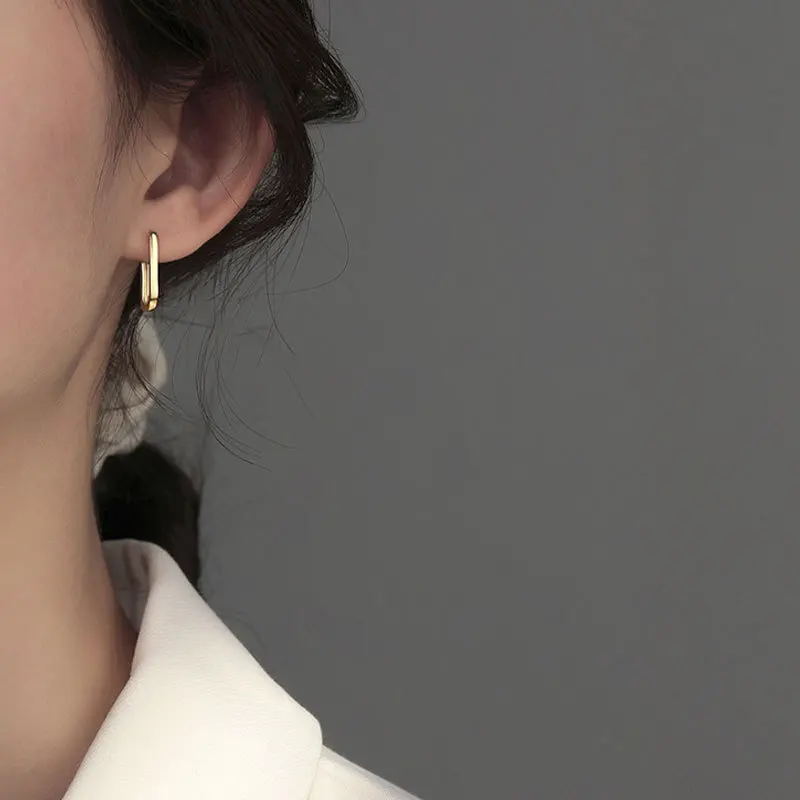 

New 925 Sterling Silver Trendy Hoop Earrings Temperament Simple Charm Elegant Jewelry Accessories