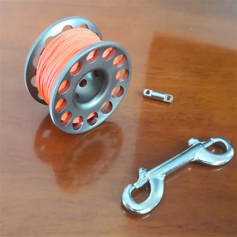 

Scuba Diving Aluminum Alloy Spool Finger Reel 15/30m With Stainless Steel Bolt Snap Hook SMB Safe Equipment BCD Accessories