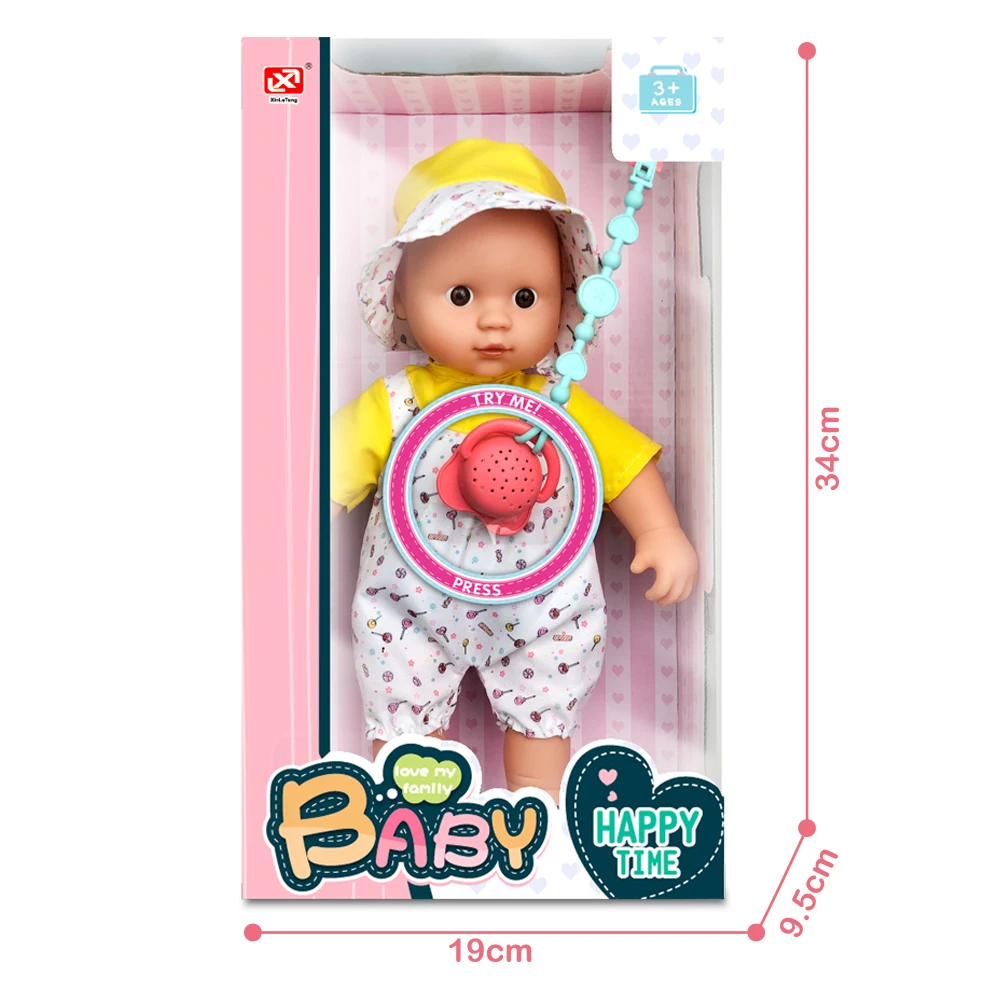 

12Inch Soft Cotton Body Vinyl Head Limbs Baby Doll Girls Toy Accessories Washable Removable Hat Cloth For Children 1 Year Old UP