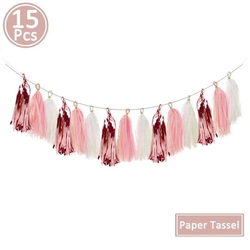 rose gold Tassel 16 дюймов, розовое золото, с днем рождения, фольга, воздушный шар, баннер, украшение, 1-й первый день рождения, для маленьких мальчиков и девочек, вечерние, мой один год, день рождения, для детей - Цвет: rose gold Tassel