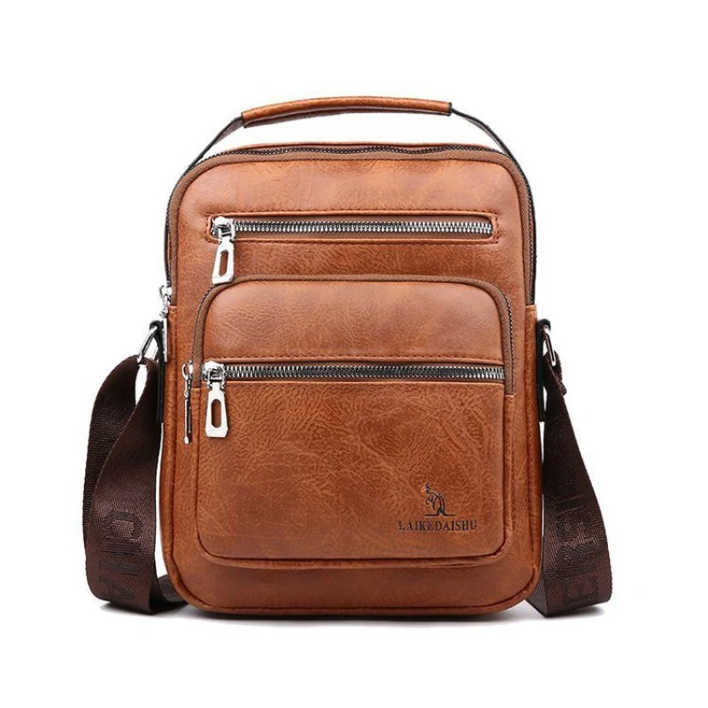 

Fashion Shoulder Bags for Man PU Leather Tote Crossbody Bag 2021 Men's Multi-function Casual Zipper Handbags Male Messenger Bags