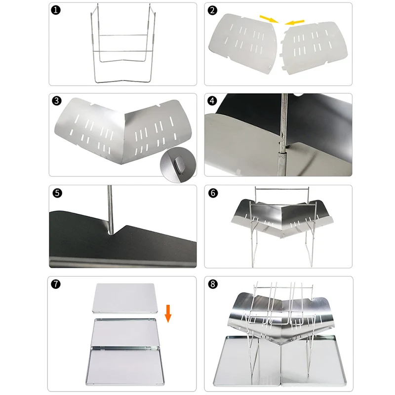 

Stainless Steel Simple Grill with Curved Grooves Design Multi-Use Foldable Lightweight Durable Long Lasting for Outdoor