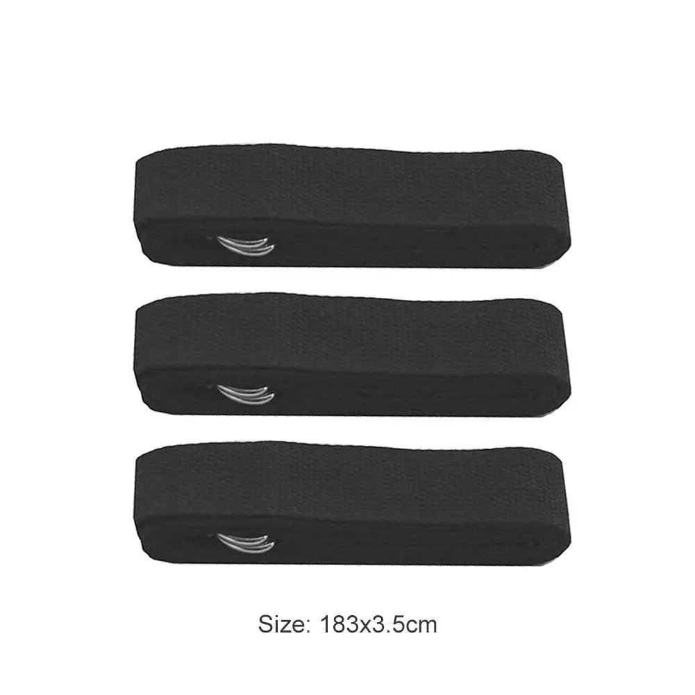 

3pcs/set Cotton Black Yoga Straps Stretching Belt with Adjustable D-Ring for Stretching Fitness Exercise Auxiliary Training