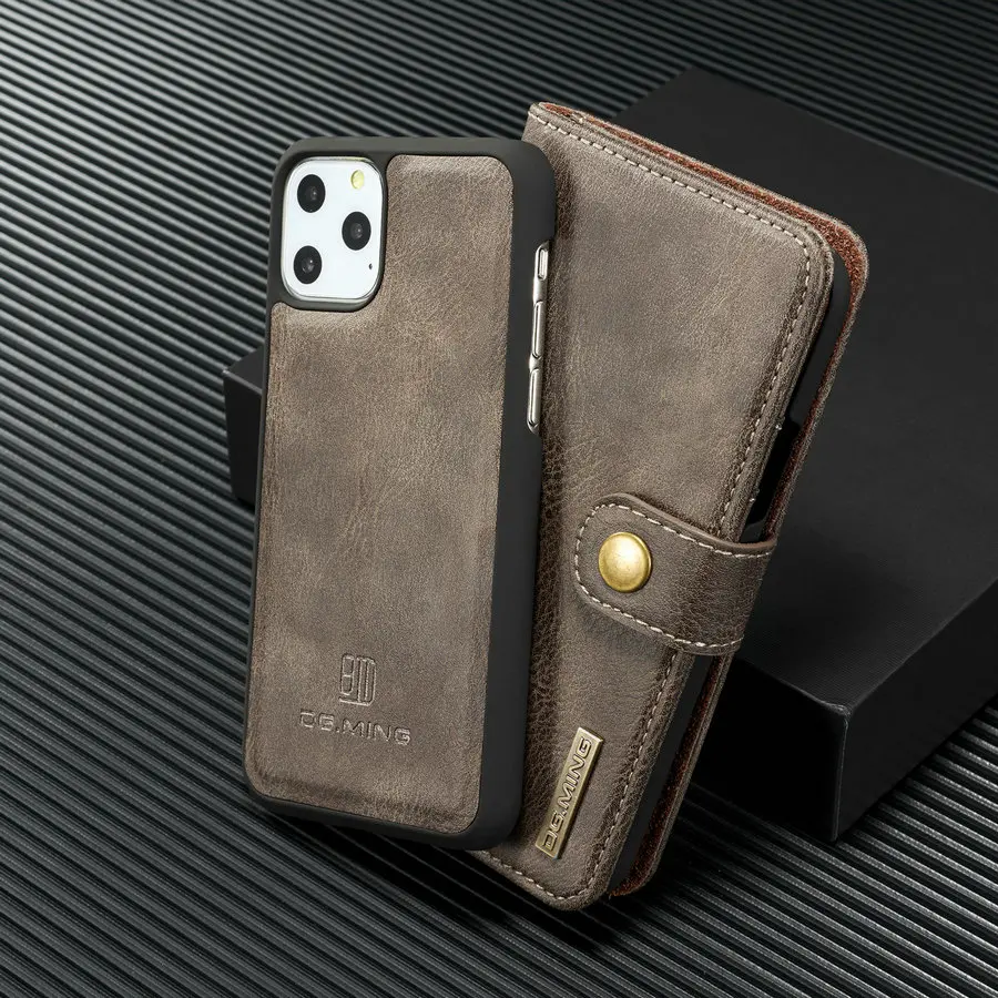 Магнитный чехол бумажник DG.MING в стиле ретро 2 1 для iPhone 11 Pro роскошный Съемный