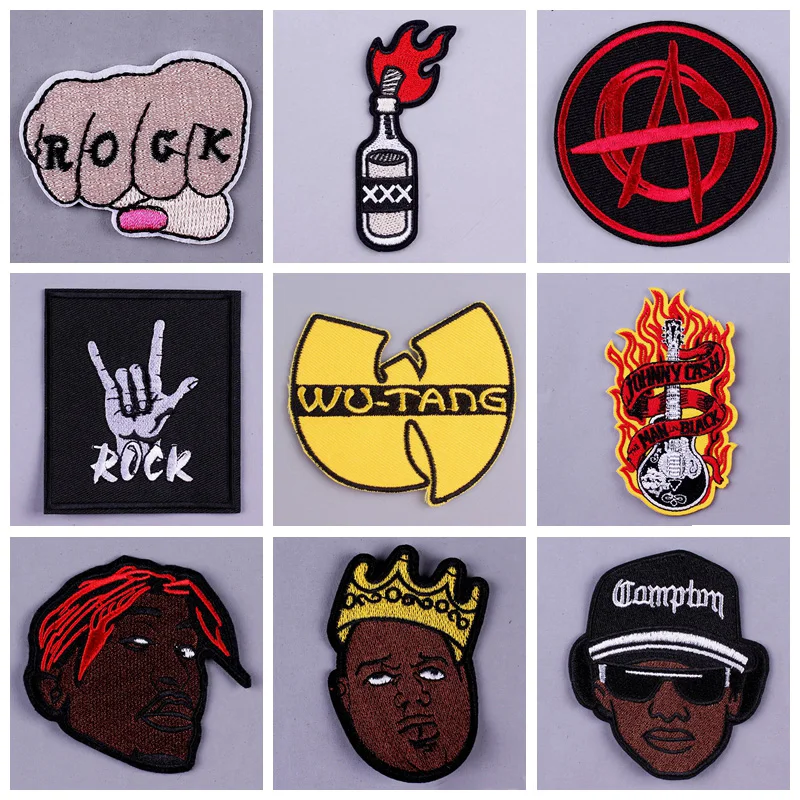 Pulaqi Rock Band патчи для Костюмы огонь гитара в стиле хип хоп с изображениями