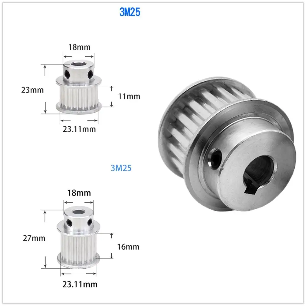 

1Pcs BF Type 25-40 Teeth 3M Timing Belt Pulley Slot Width 11mm/16mm Key Bore 8-19mm For 10mm/15mm Belt CNC/Step Motor